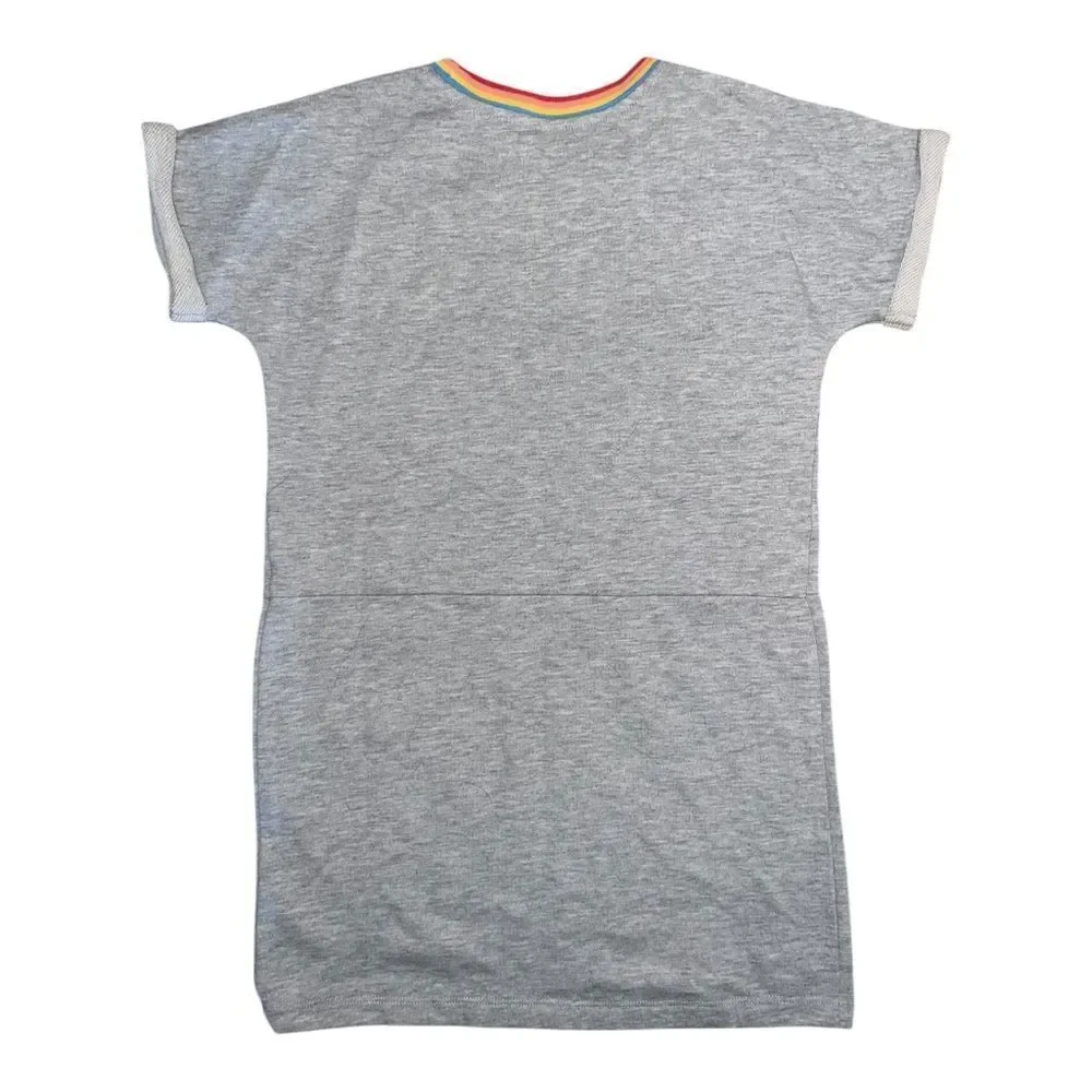 Gymboree Girls Rainbow Ringer Dress Heather Gray Pockets Small NWT